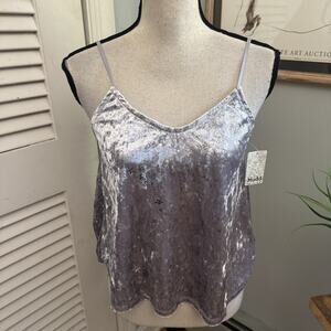 MUDD Womens Tank Small Silver Crushed Velvet Camisole Swing Coquette Grunge
